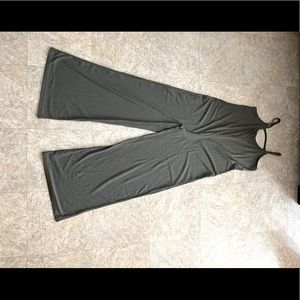 Green ribbed Wide Leg strappy Jumpsuit